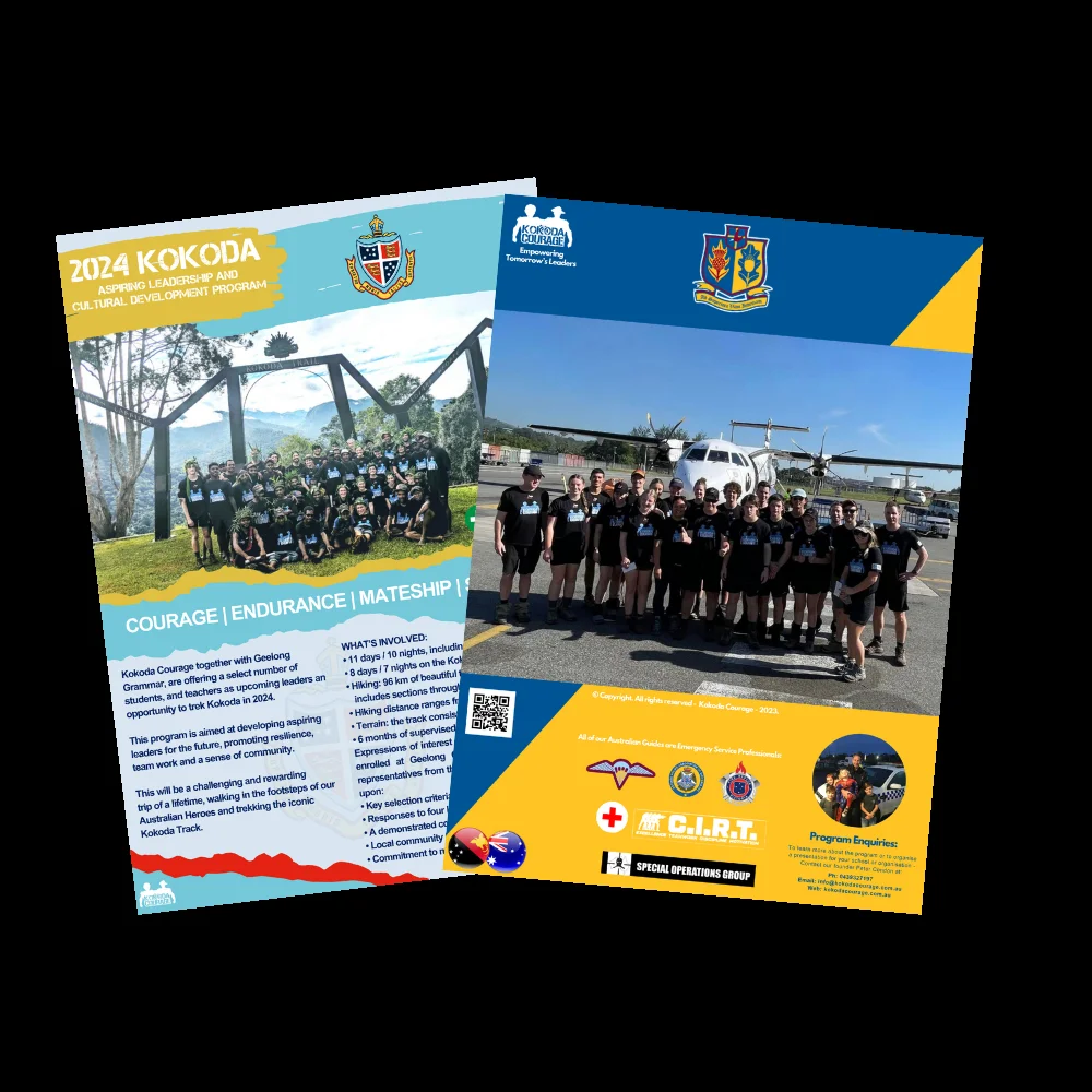 Kokoda Courage school leadership program brochure