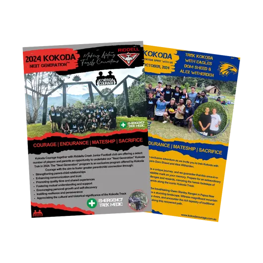 Kokoda Courage sports club trek brochures